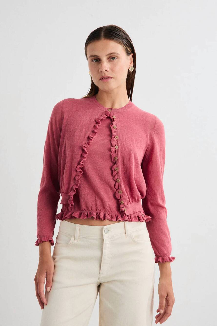 NEW MUS & BOMBON car mirri cardigan in dark pink